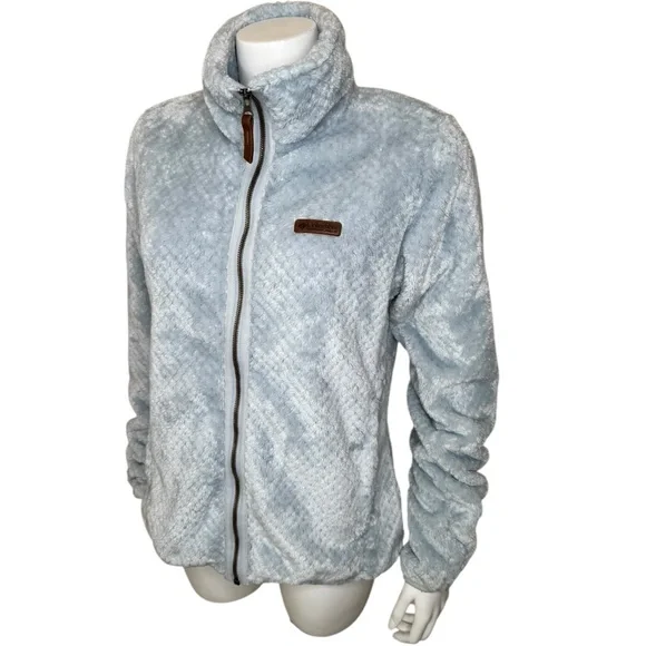 Columbia Fire Side II Textured Fleece Jacket L Full Zip Cloud Gray - Picture 3 of 9